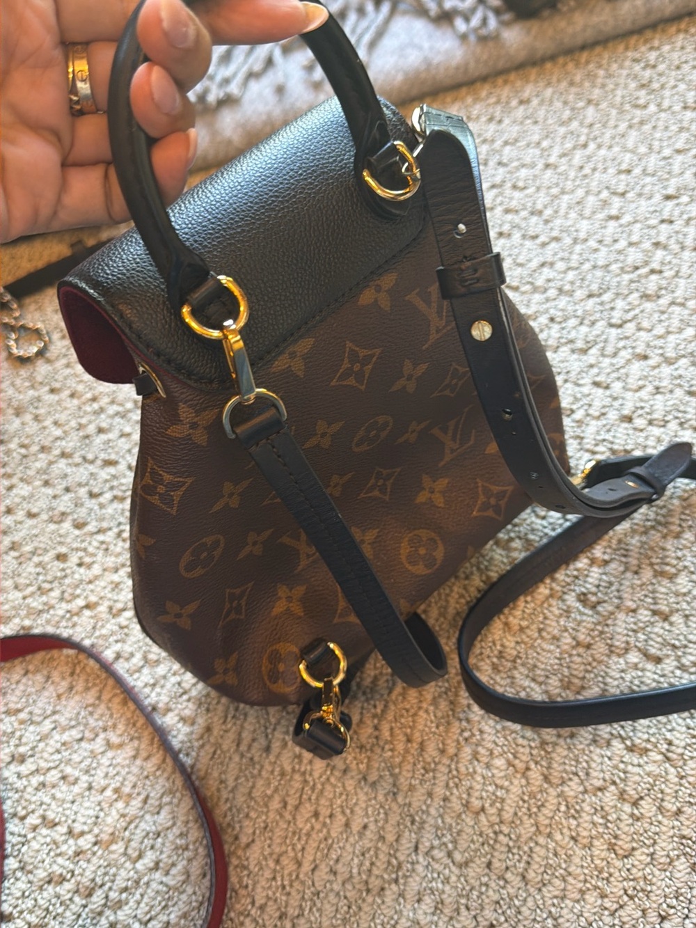 Louis Vuitton Monogram Small Drawstring Backpack in Brown and Black - Picture 3 of 11